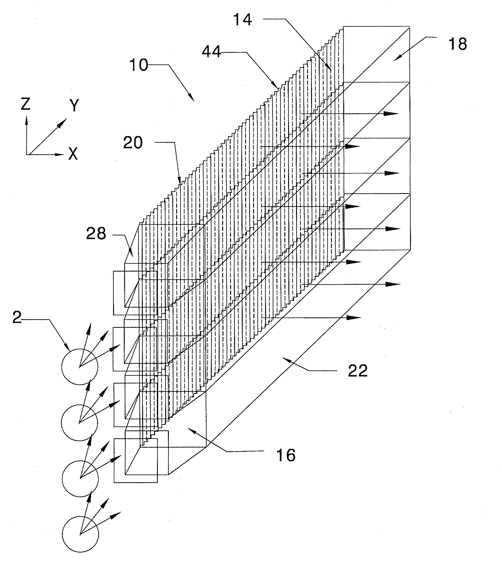 Light expanding system for producing a planar light beam from point light sources