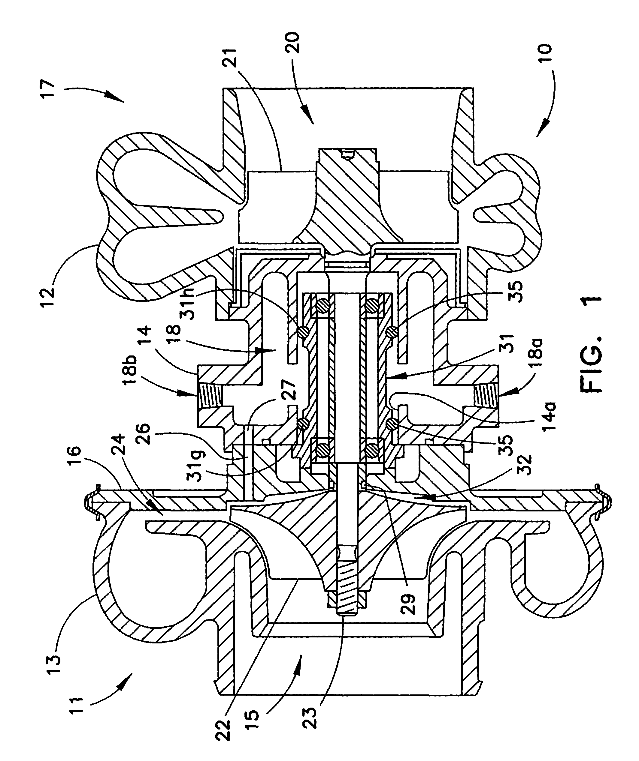 Air-cooled turbocharger with optional internal pressure relief valve