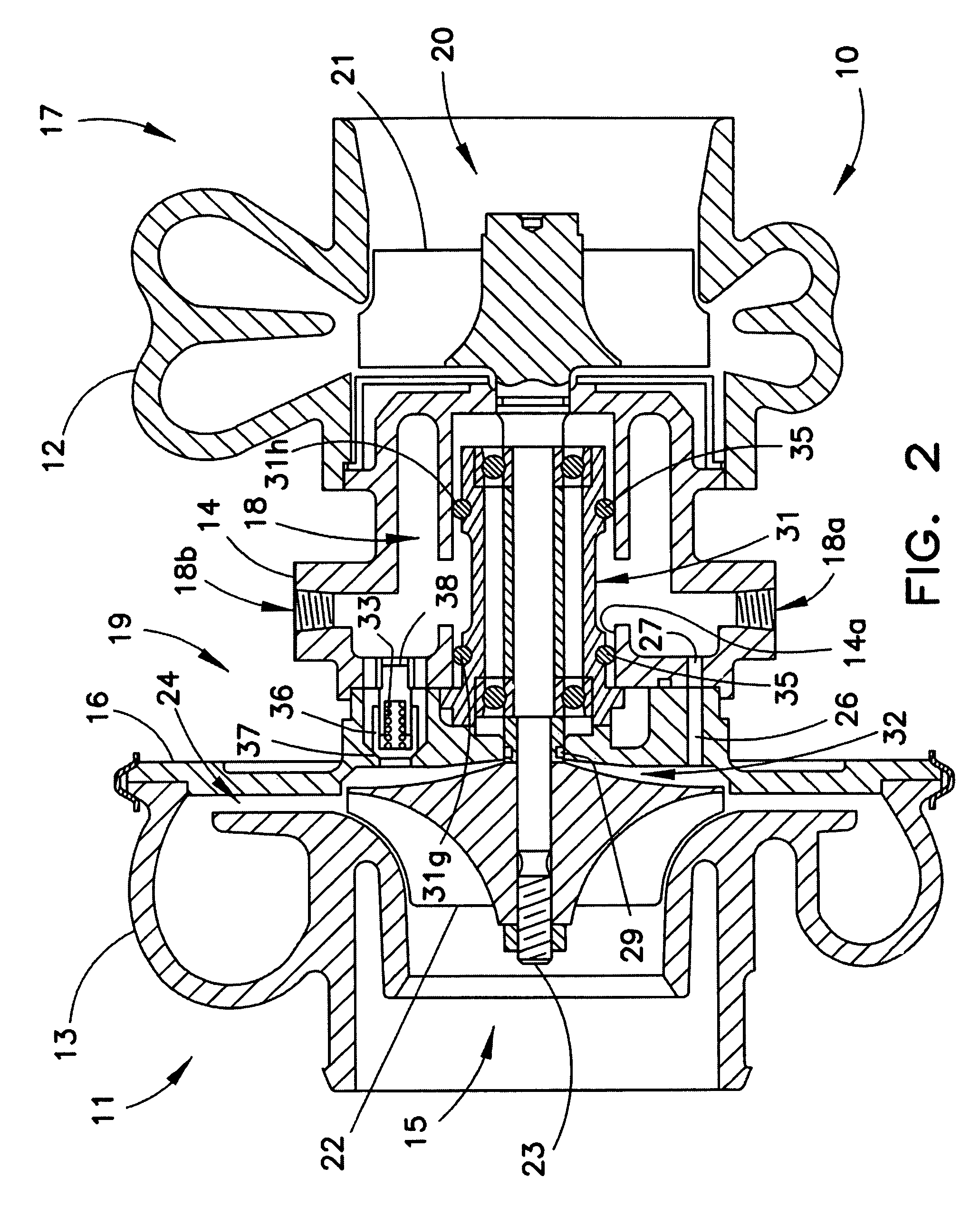 Air-cooled turbocharger with optional internal pressure relief valve