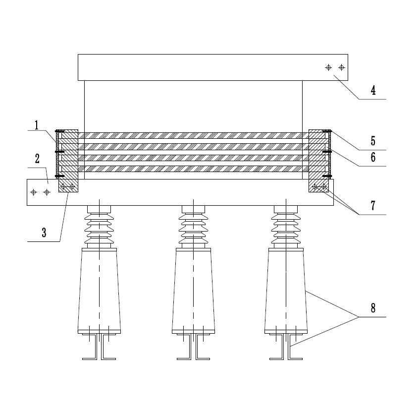 Supporting device for secondary coil of dry type hollow filter reactor