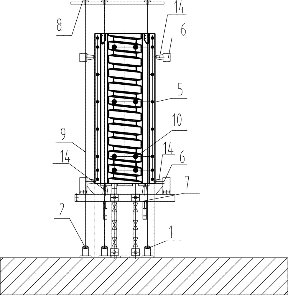 Efficient installation method for nut columns of gear and rack climbing-type vertical ship lift and auxiliary device