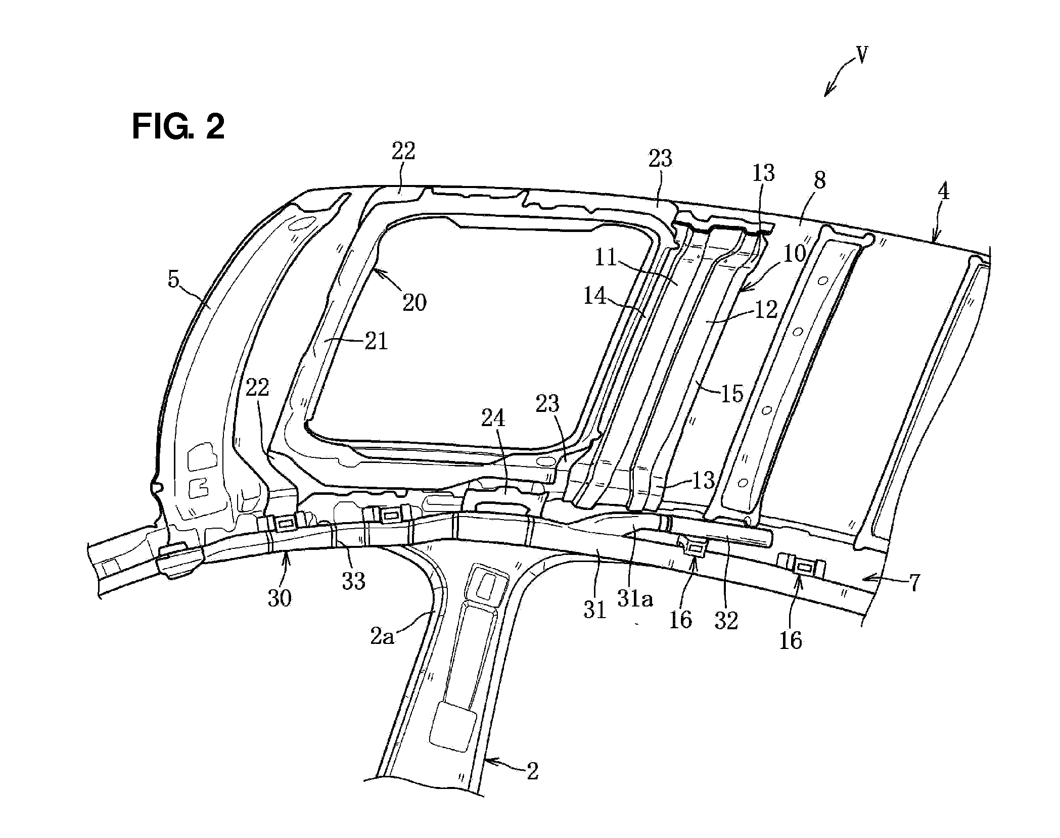 Upper vehicle-body structure of vehicle