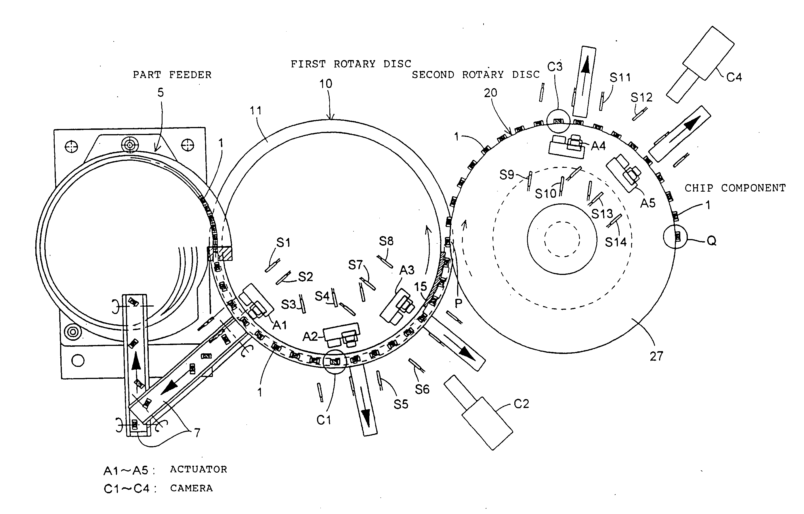 Chip Component Carrying Method and System, and Visual Inspection Method and System