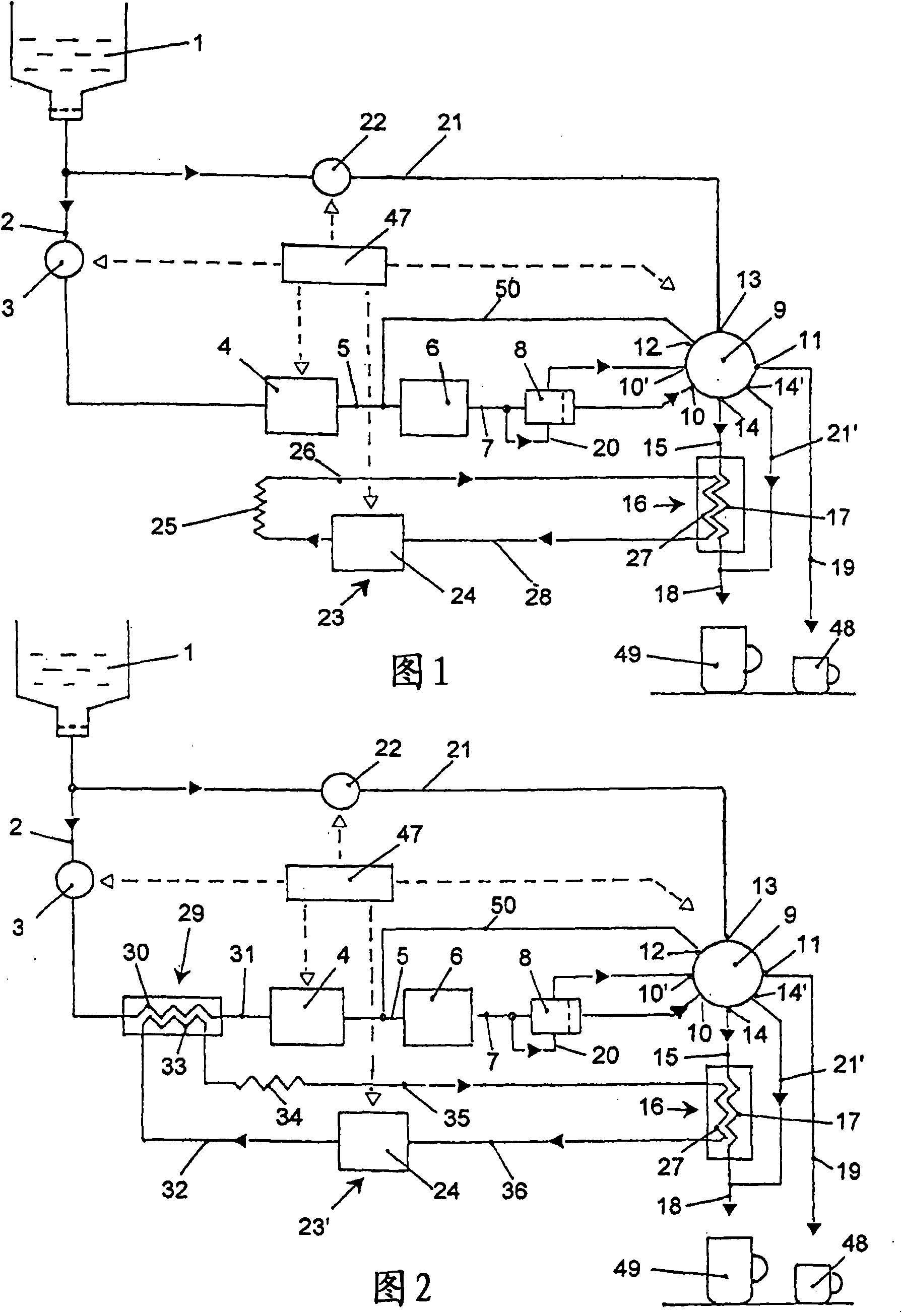 Method of producing a drink, and drinks-preparing device for implementing the method