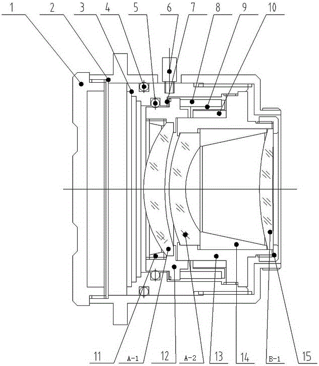 Uncooled long-wave infrared optical mechanical athermalizing lens and compensation adjustment method thereof