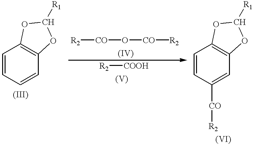 Process for the synthesis of 5-(alpha-hydroxyalkyl) benzo[1,3]dioxols