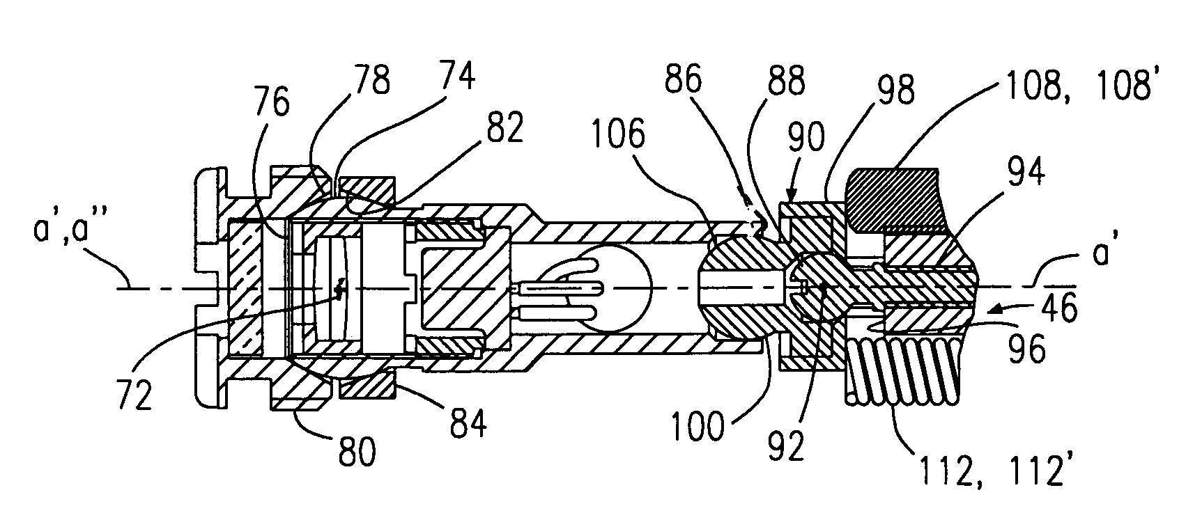 Laser aiming apparatus using a rocker