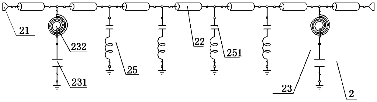 Elliptic function type low-pass filter and radio frequency device