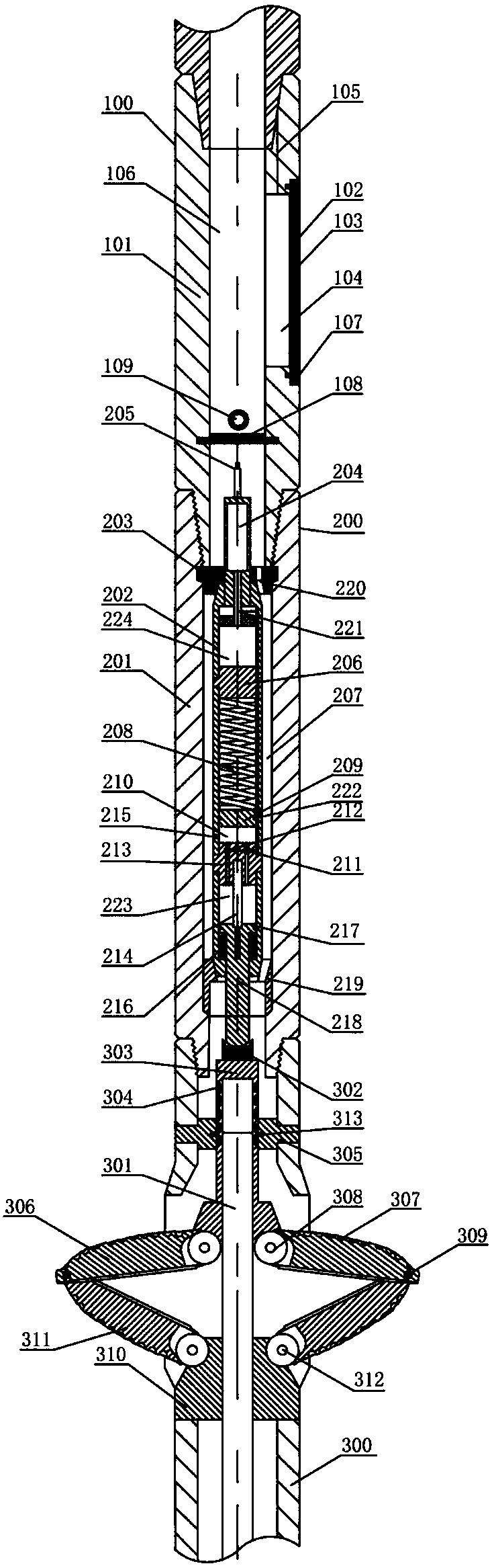 Multi-stage reducing reaming-while-drilling drilling rig and method based on radio frequency identification technology