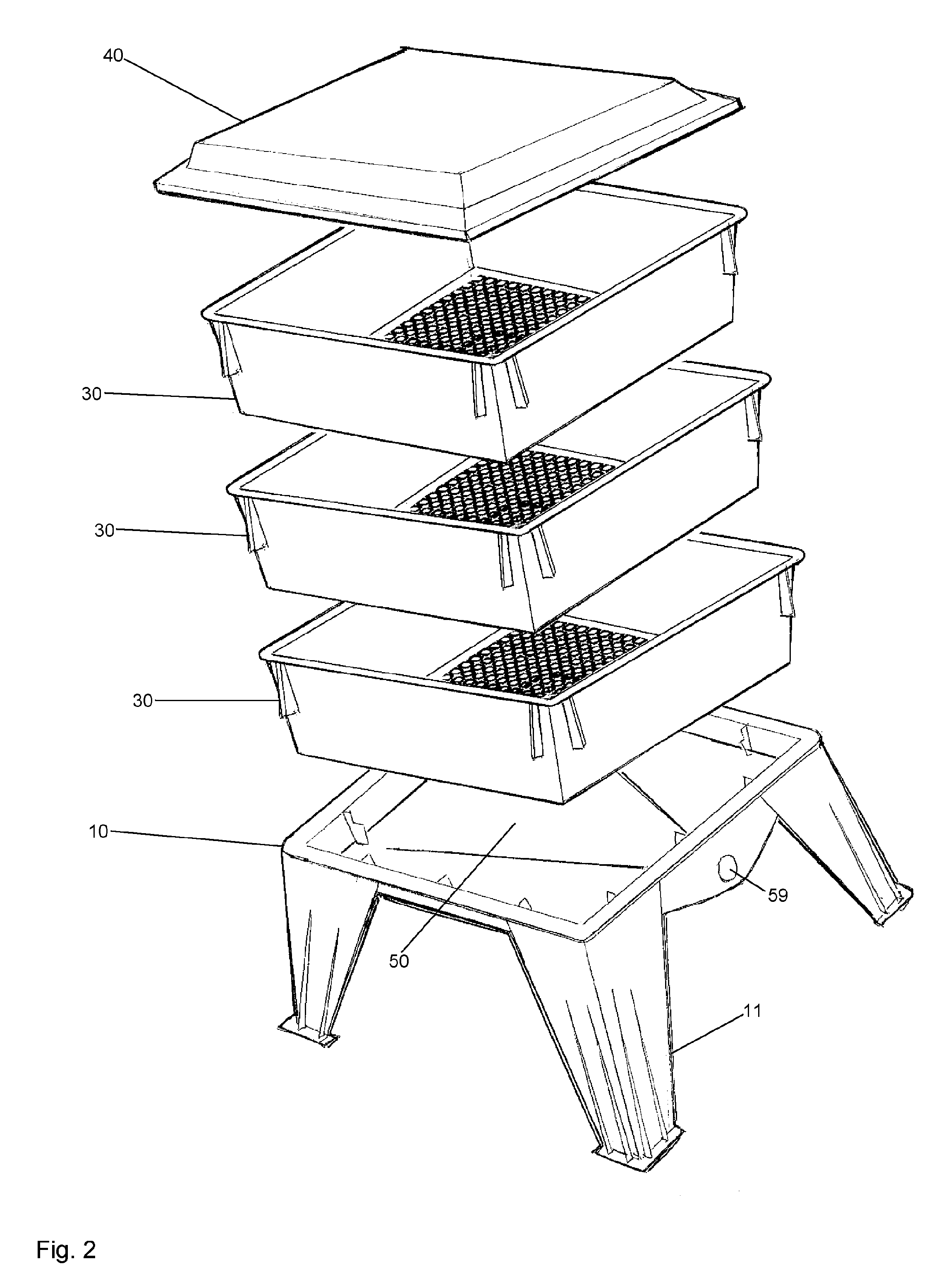 Multiple tray vermicomposter with thermal siphon airflow