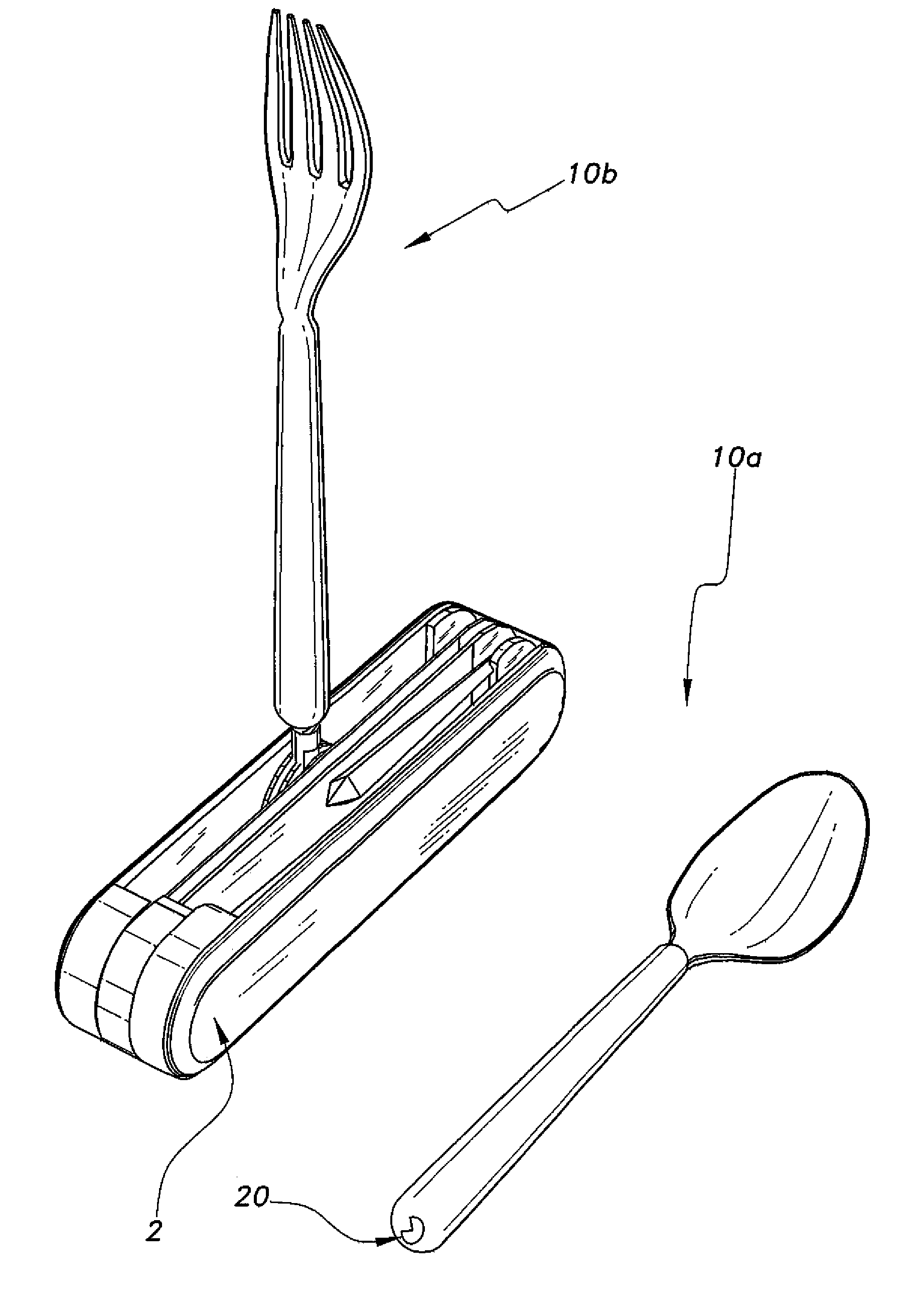 Utensil attachments for portable knife assembly