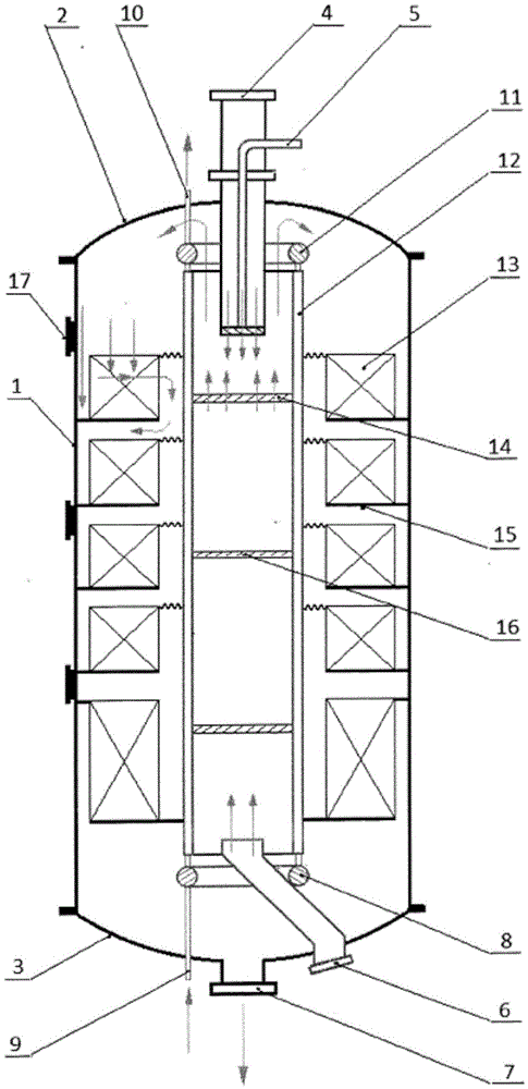 Multi-section indirect heat exchange type radial fixed bed reactor