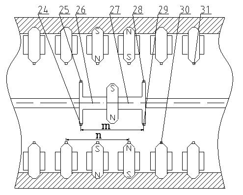 Low-energy-consumption no-motor-drive type transmission device used for stenter