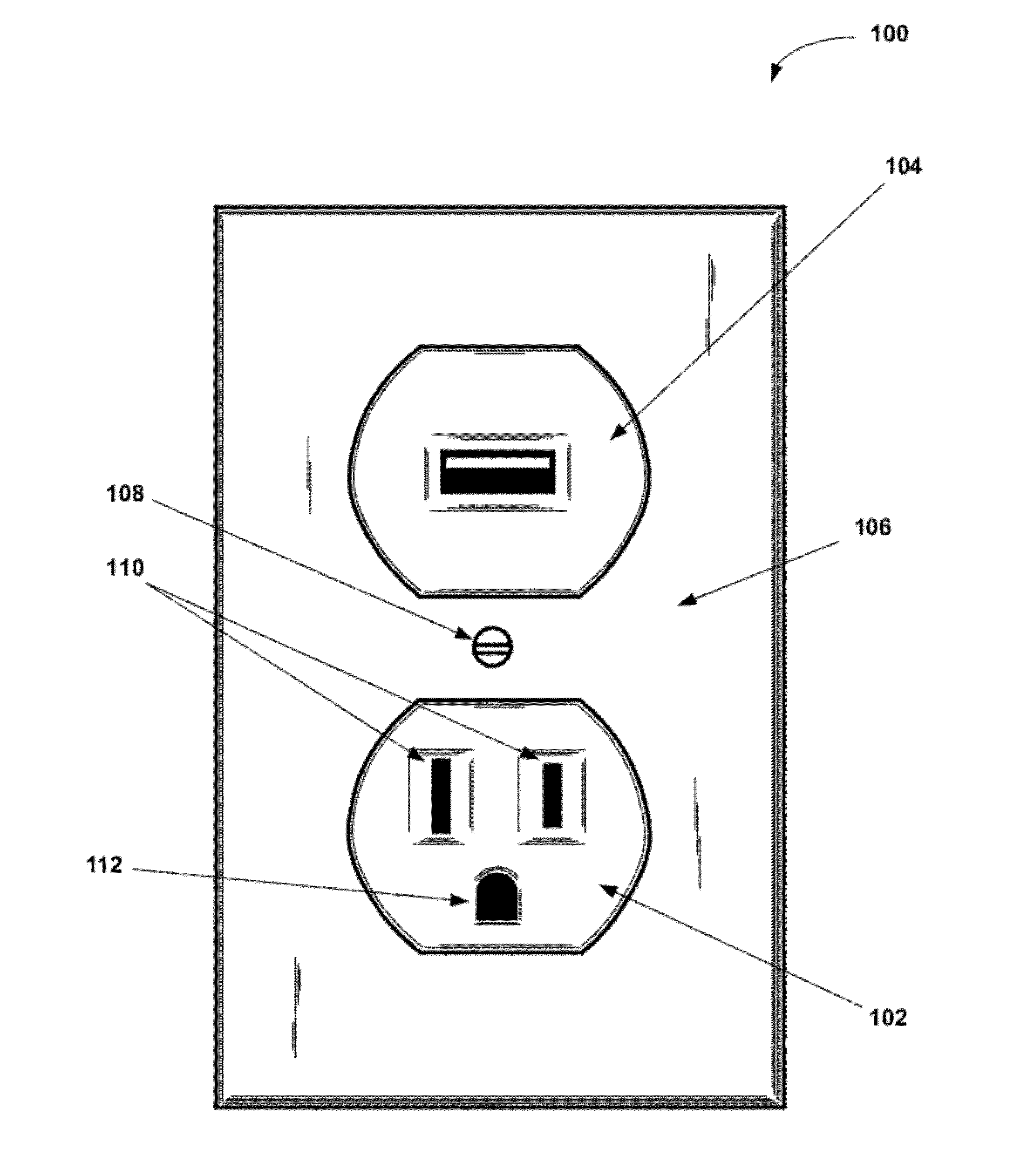 Wall mountable universal serial bus and alternating current power sourcing receptacle