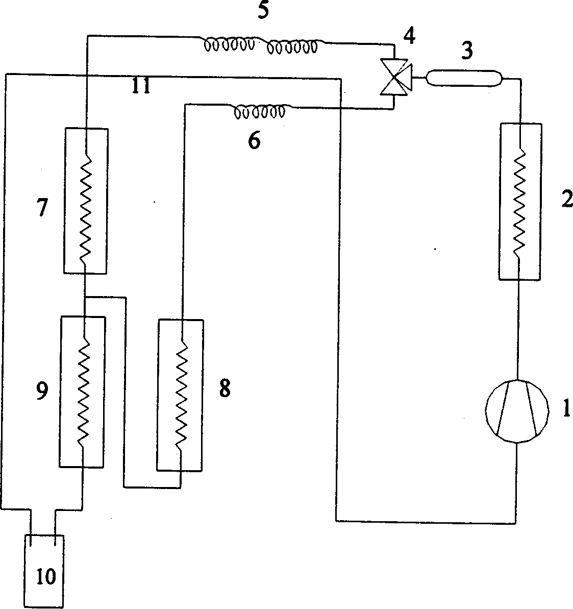 By-pass double-circulation refrigerator with chill box having evaporator with variable evaporating area