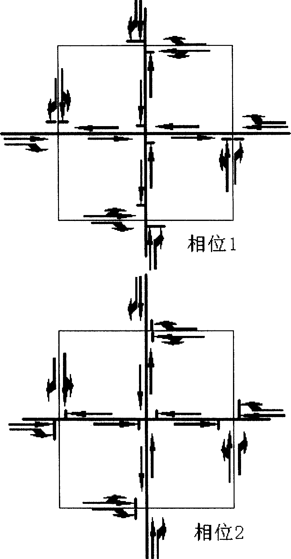 Novel traffic layout and control method for city road net and crossing