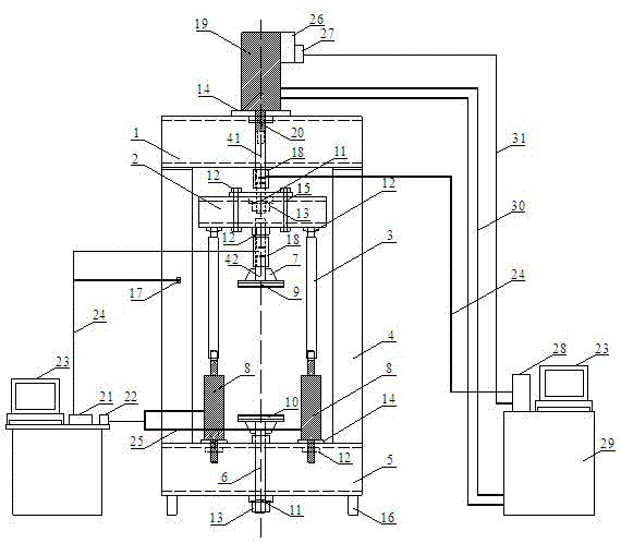 Large-sized fully graded concrete axial-tension tester