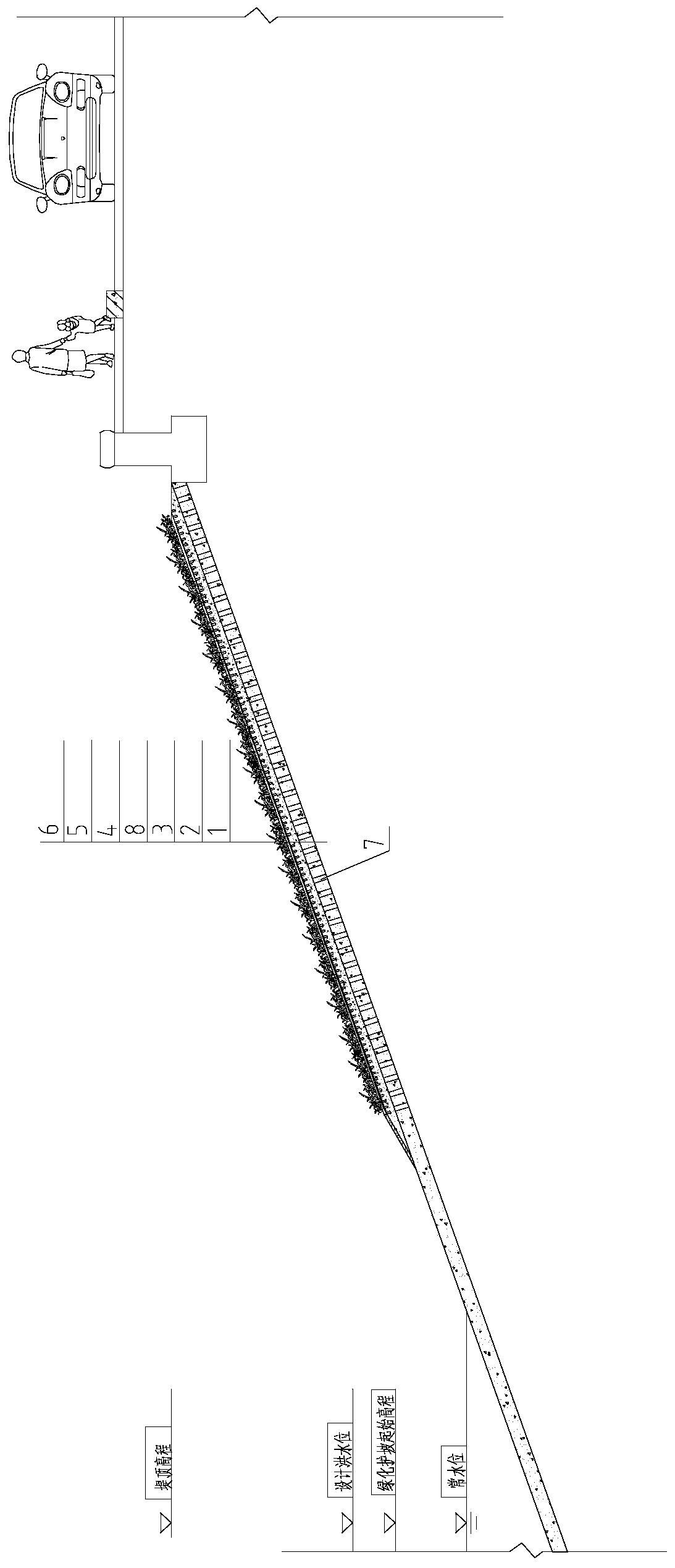 In-situ ecological greening concrete transformation method for flinty slope