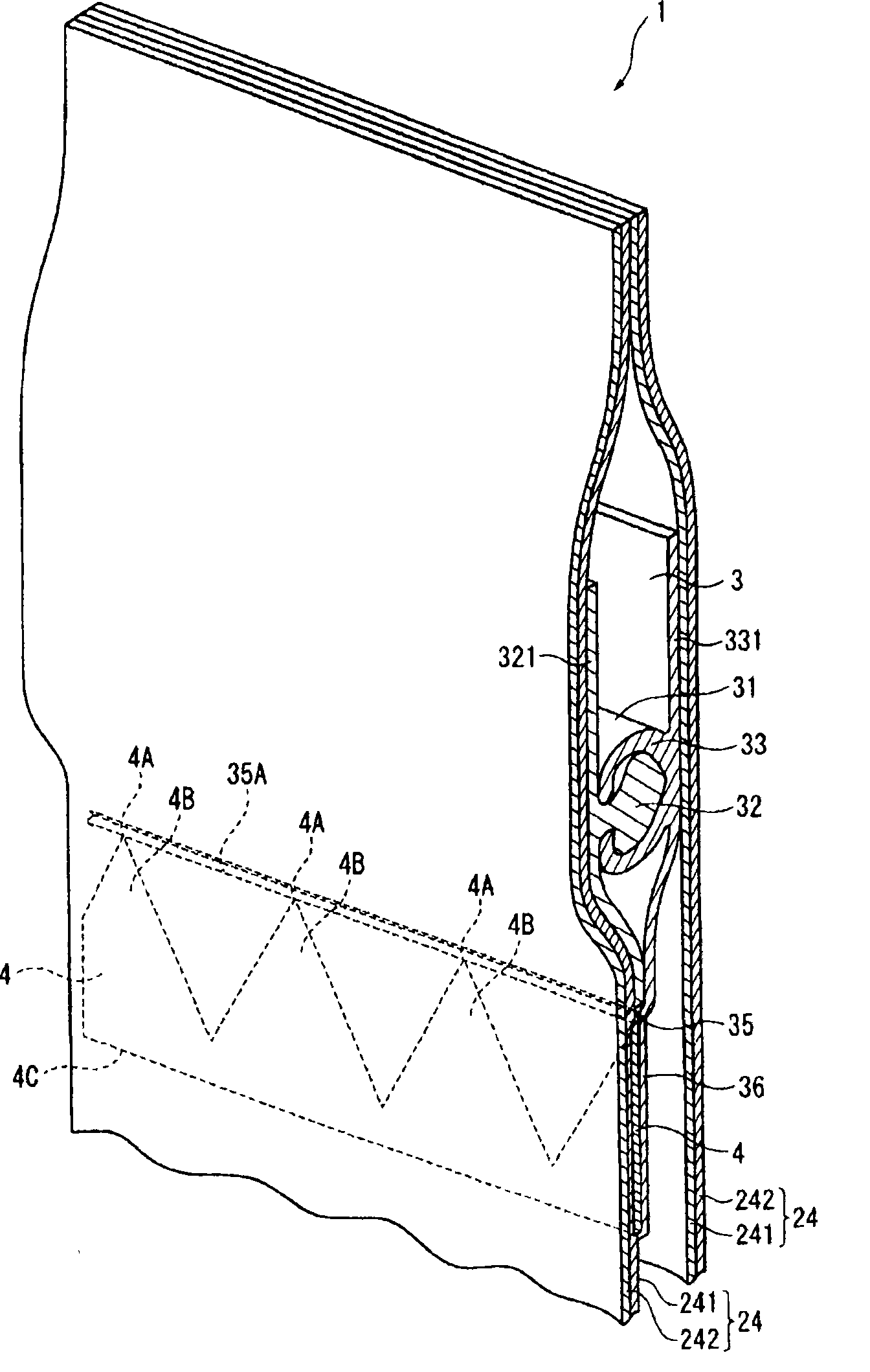 Packaging bag with fastener tape