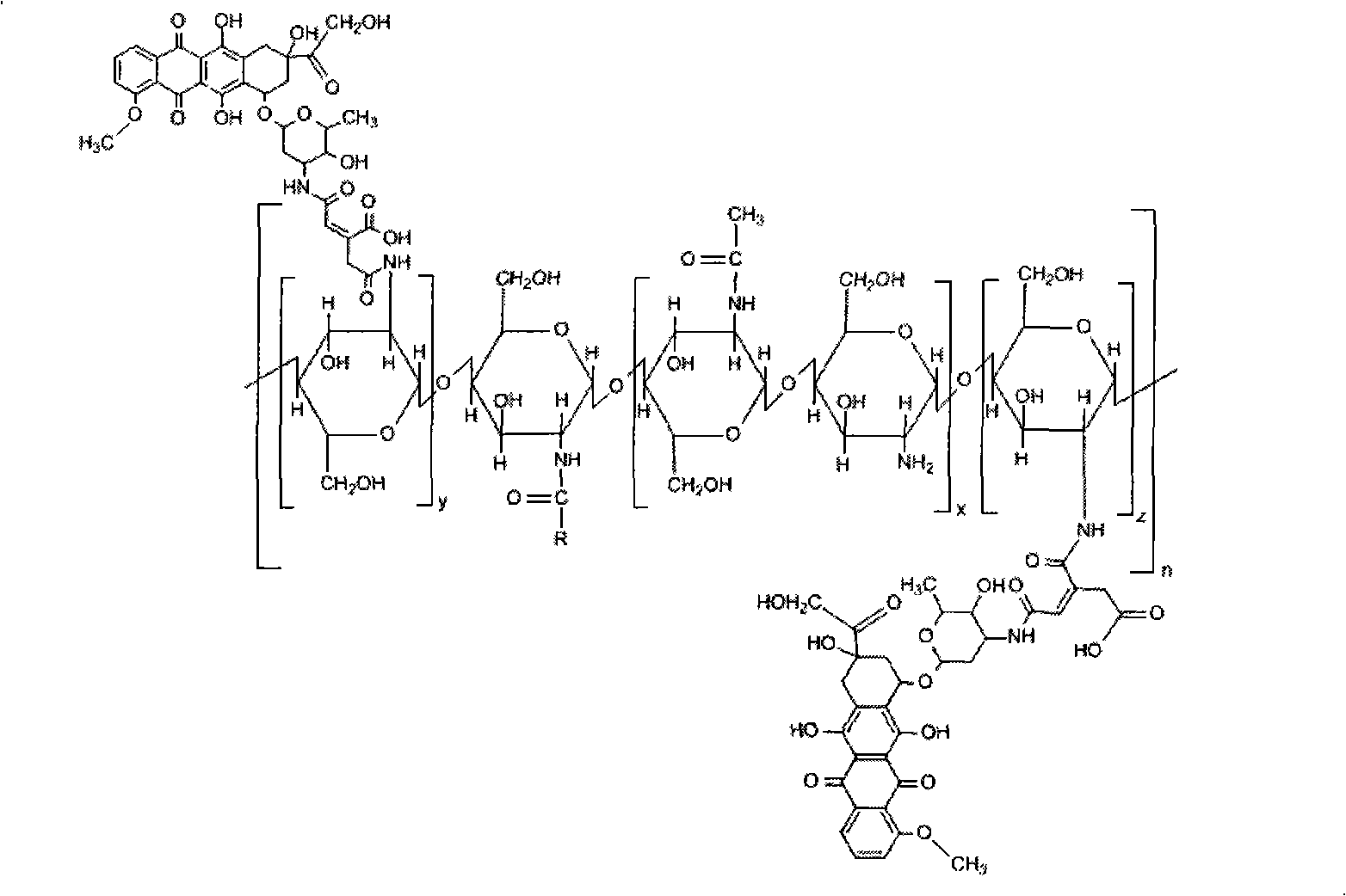 Chitosan oligosaccharide fatty acid grafting-adriamycin bonded drug, preparation and applications