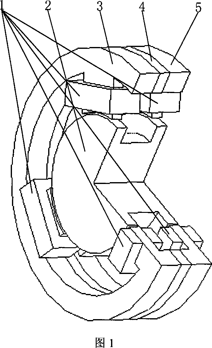 Three phase hybrid magnetic bearing of three-freedom and two-slices