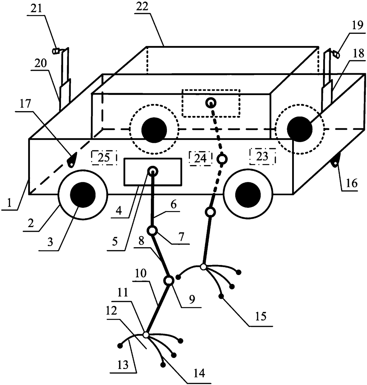 Biped four-wheel variable walking mechanism multi-functional bionic robot system