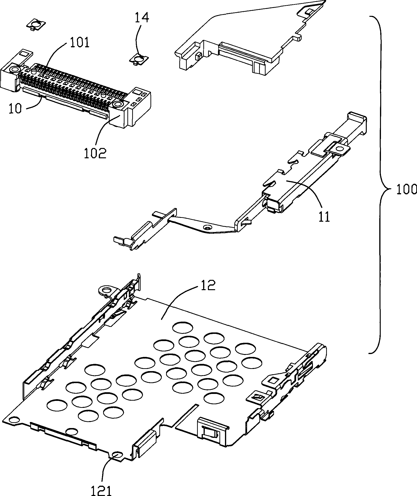 Connector for electronic card