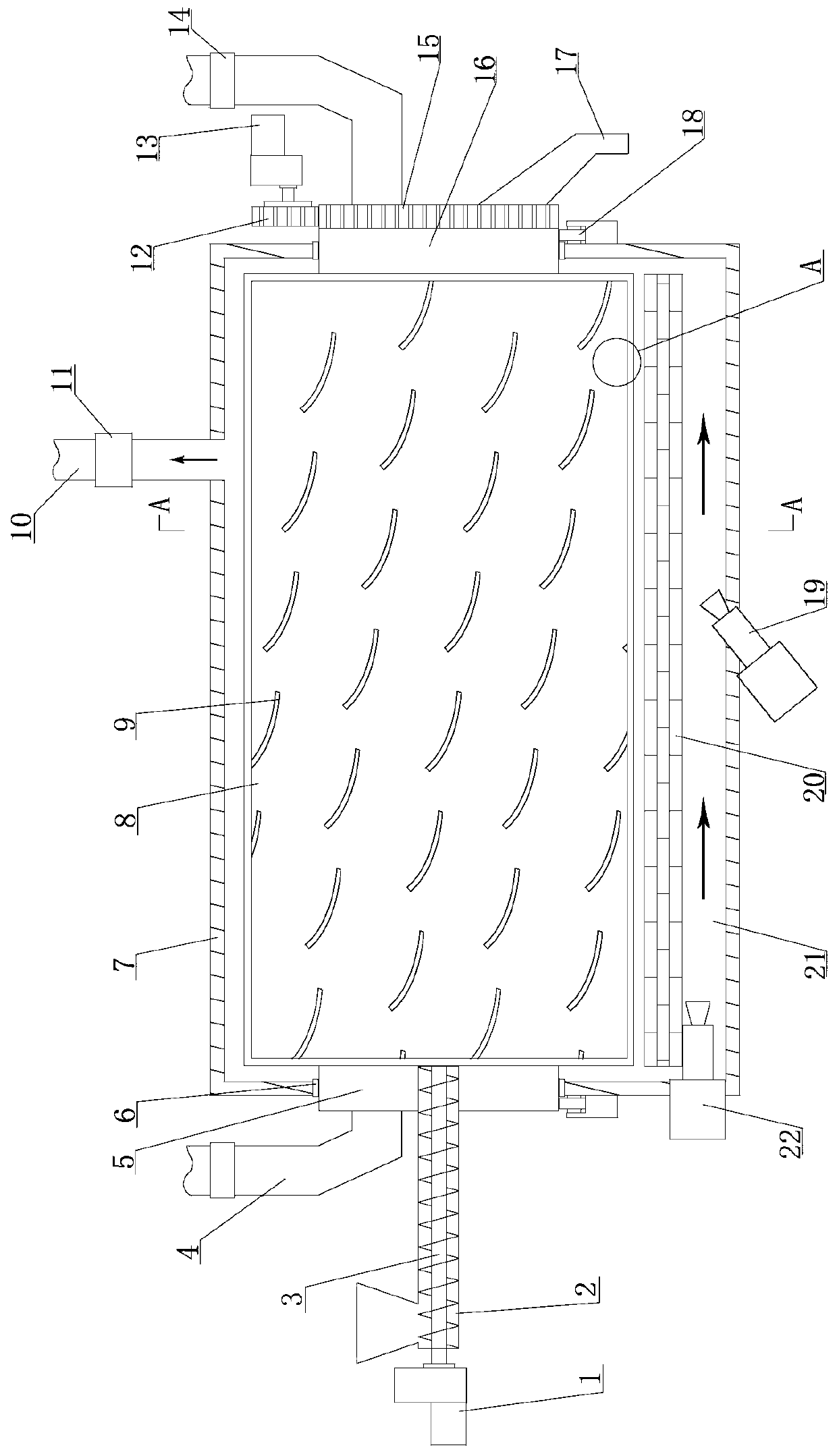 Horizontal baking oven for peanut oil press