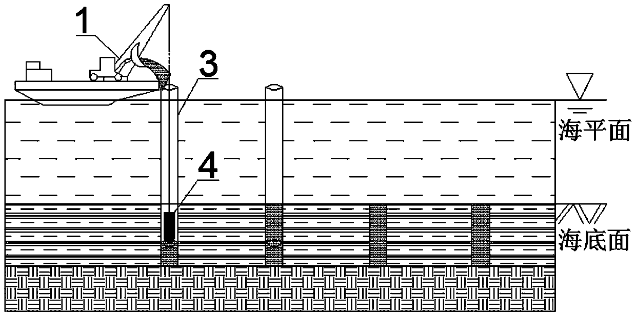 Steel casing type deep sea vibroflotation pile construction method