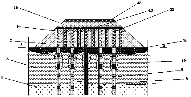 Construction method for embankment settlement treatment structure of road open to traffic