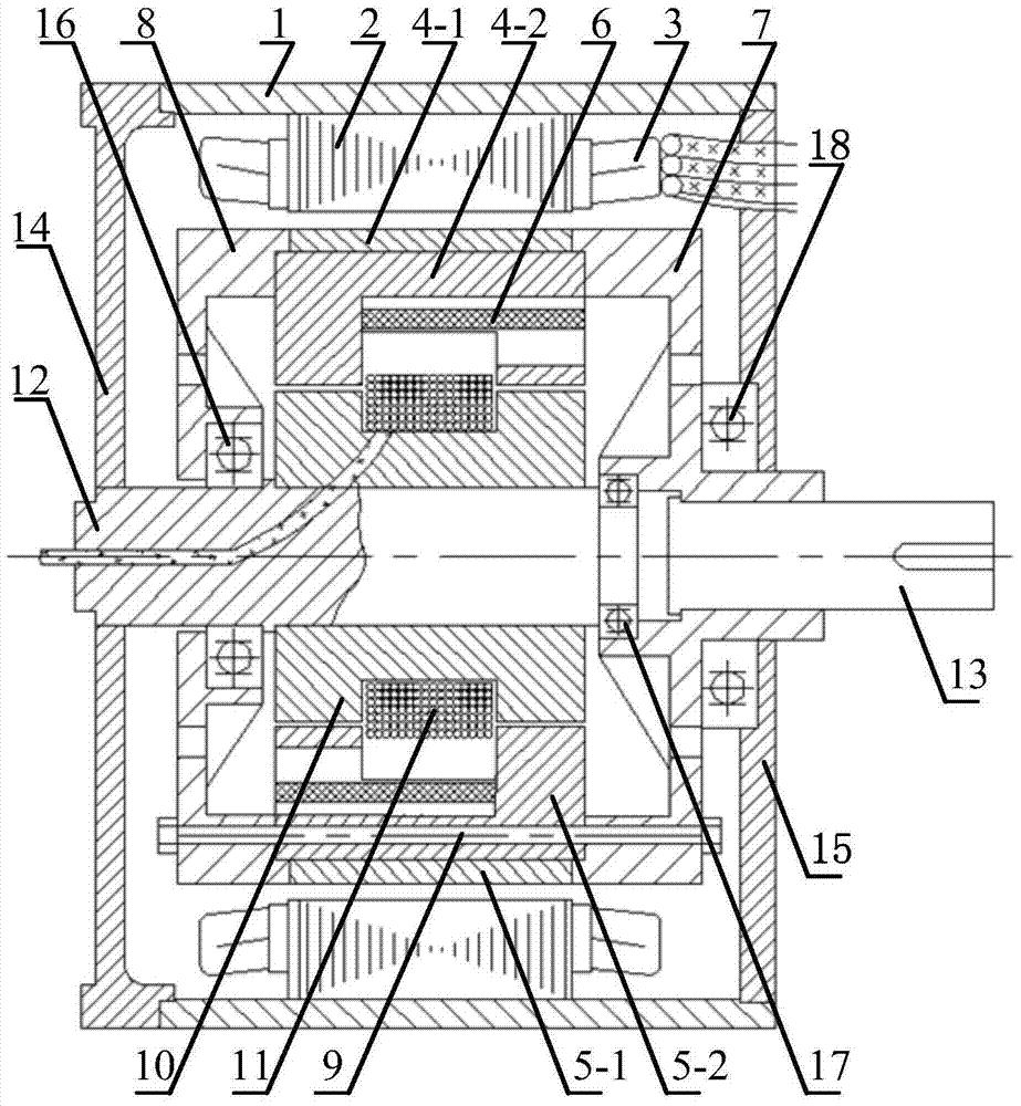 A hybrid excitation synchronous motor with built-in magnetic bridge combined rotor core