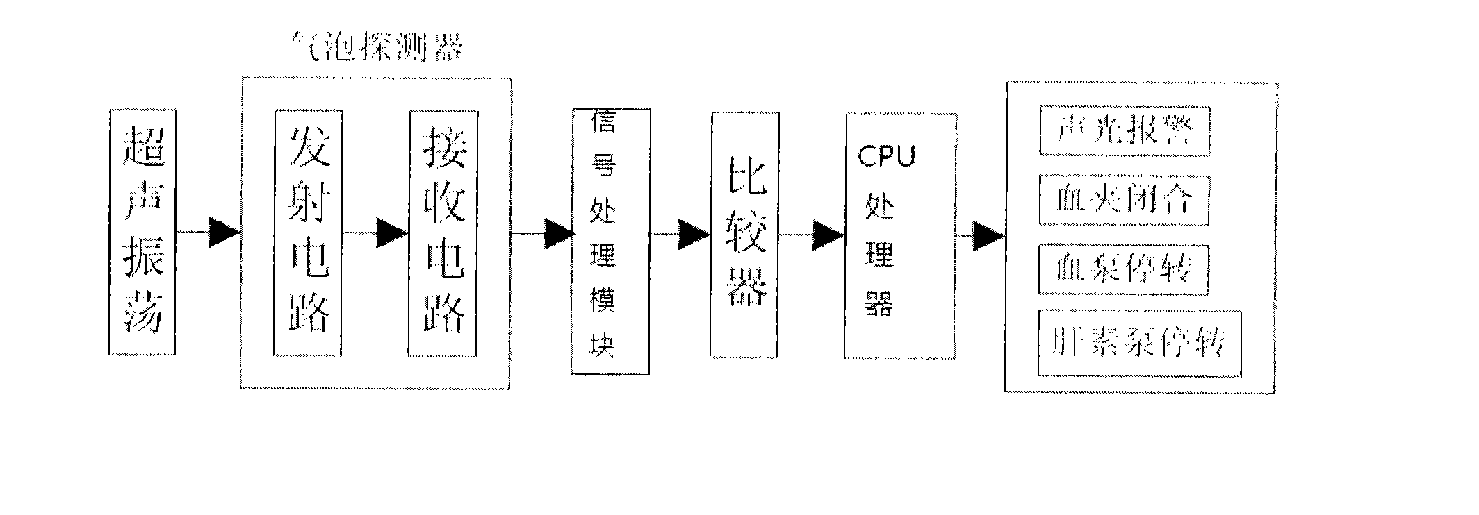 Bubble monitoring device for portable blood purification system