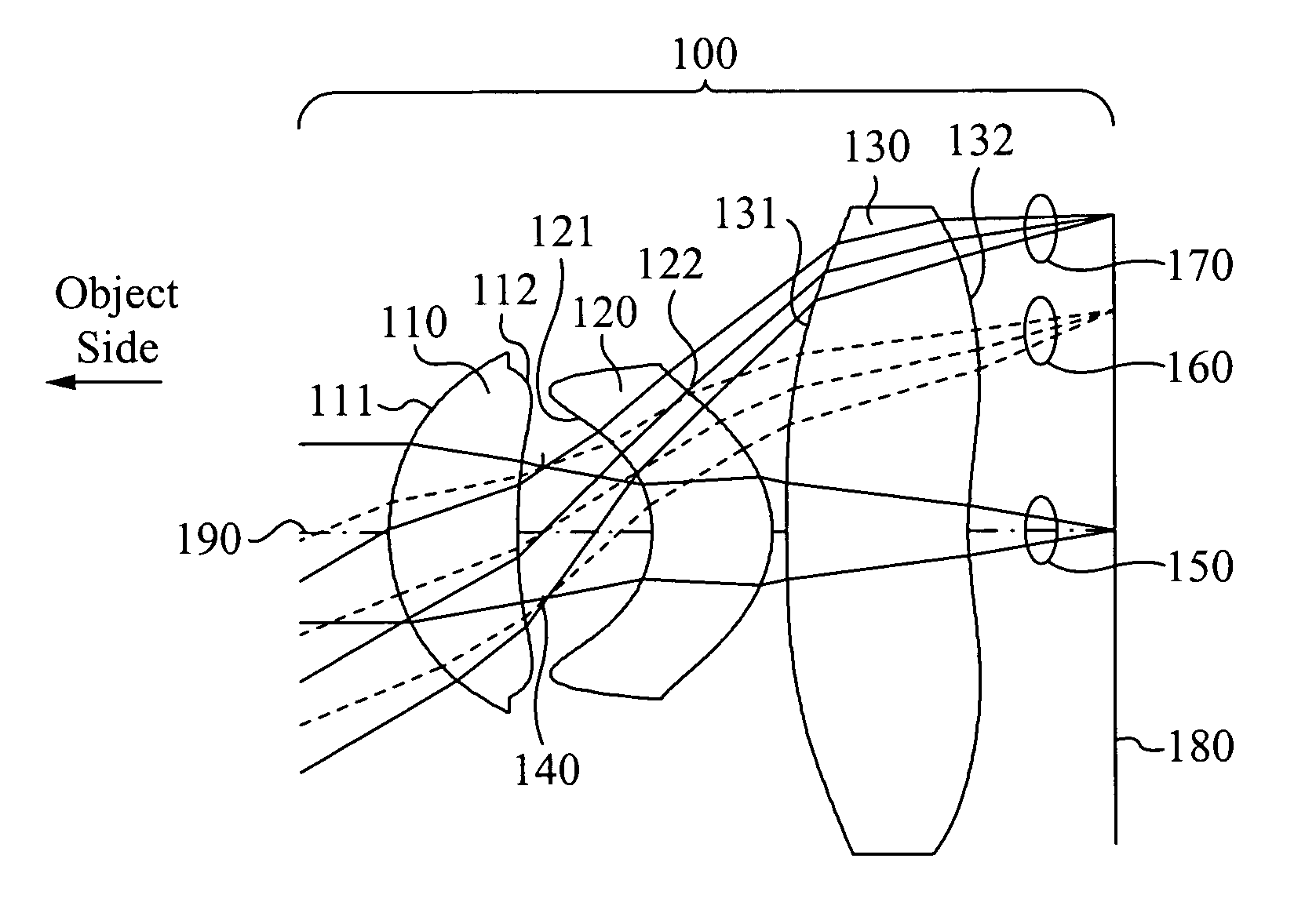 Three-element photographic objective with reduced tolerance sensitivities