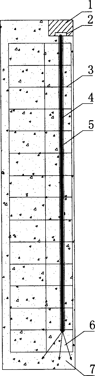 Post stress method stake body prestressed antislid stake and construction method