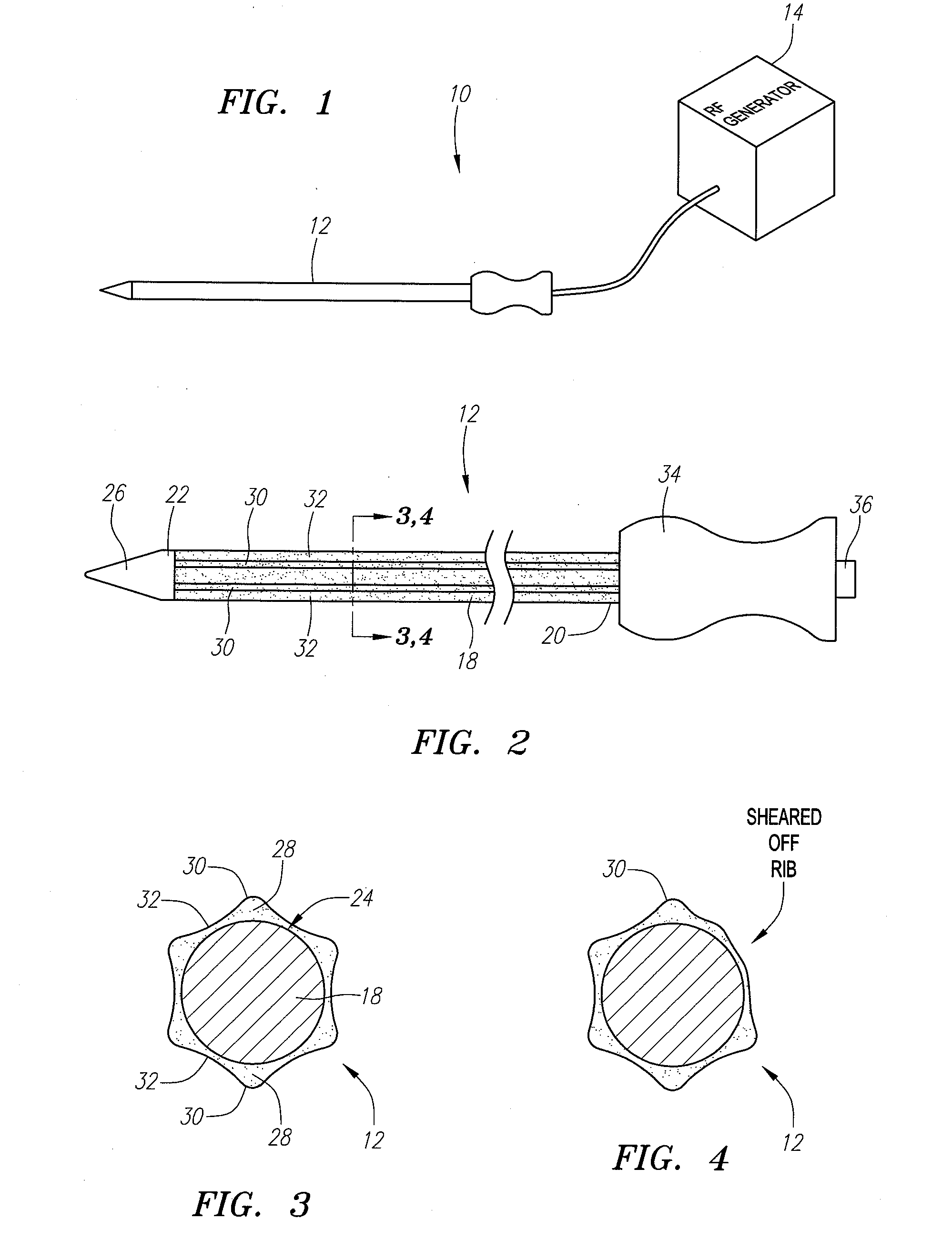 Ablation probe with ribbed insulated sheath