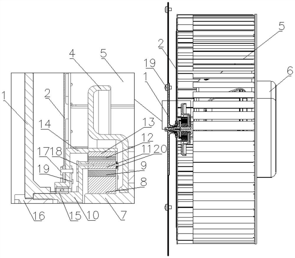 Magnetic gear speed-change oil fume separation structure and range hood