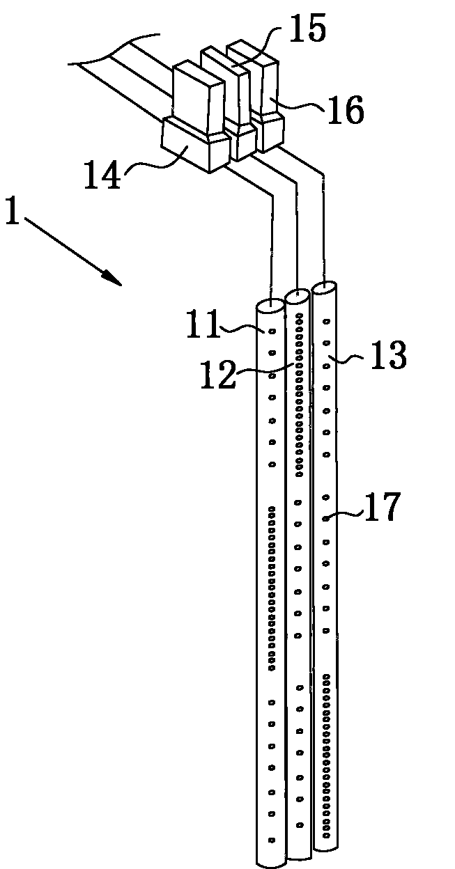 Adjustable gas distribution system and magnetron sputtering coating device comprising same