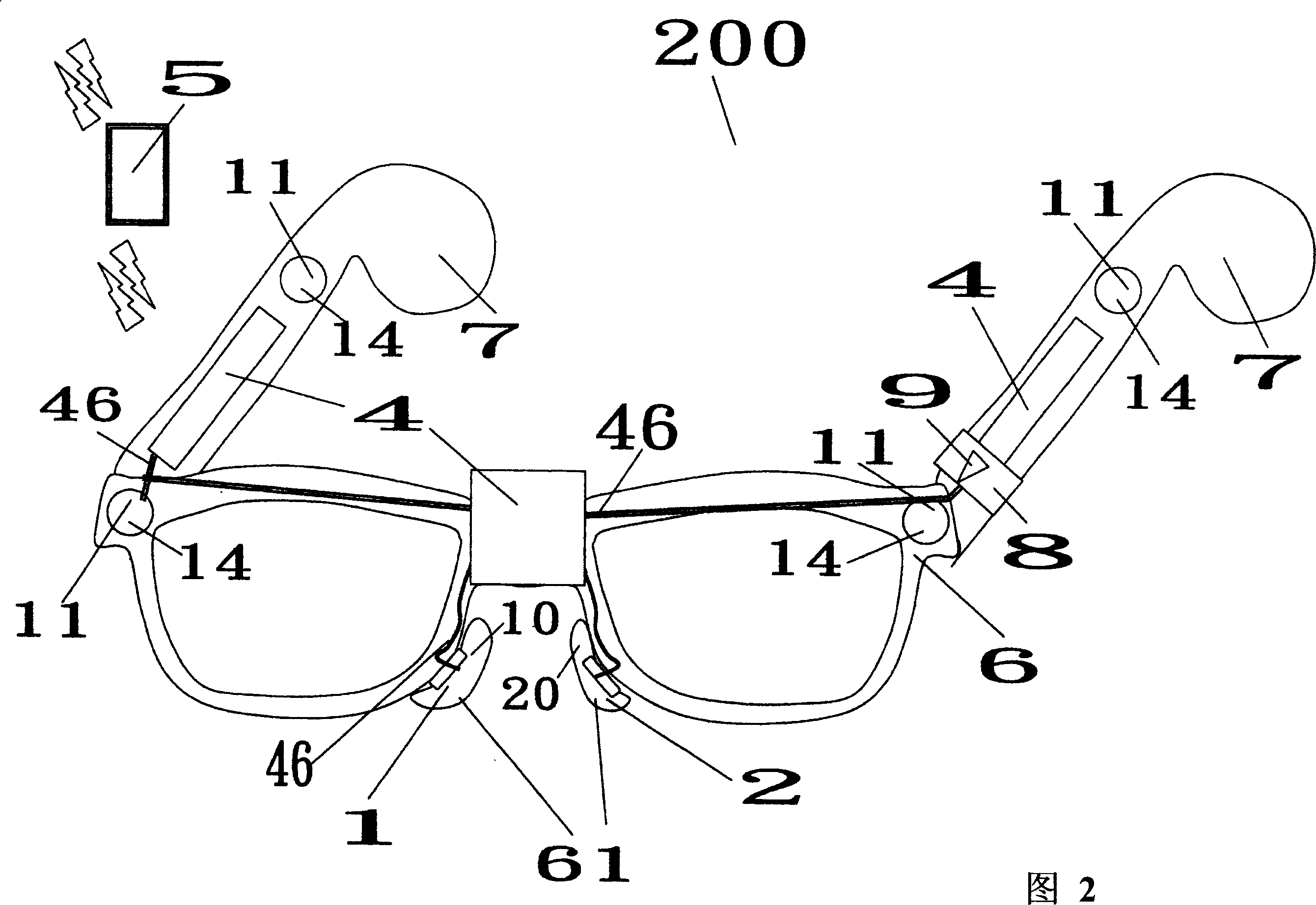 Glasses frame electronic and power device