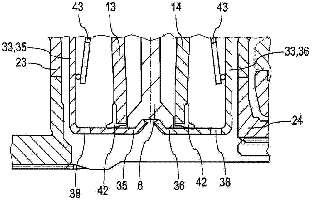 Inline clutch having middle contact pin