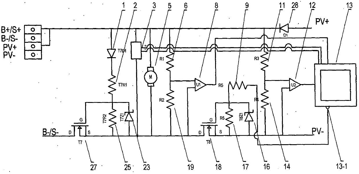 Solar photovoltaic pump alternating current and direct current intelligent identification and control circuit