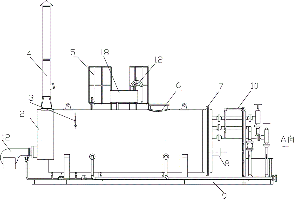 Efficient water bath skid-mounted shale gas heating furnace and heating method