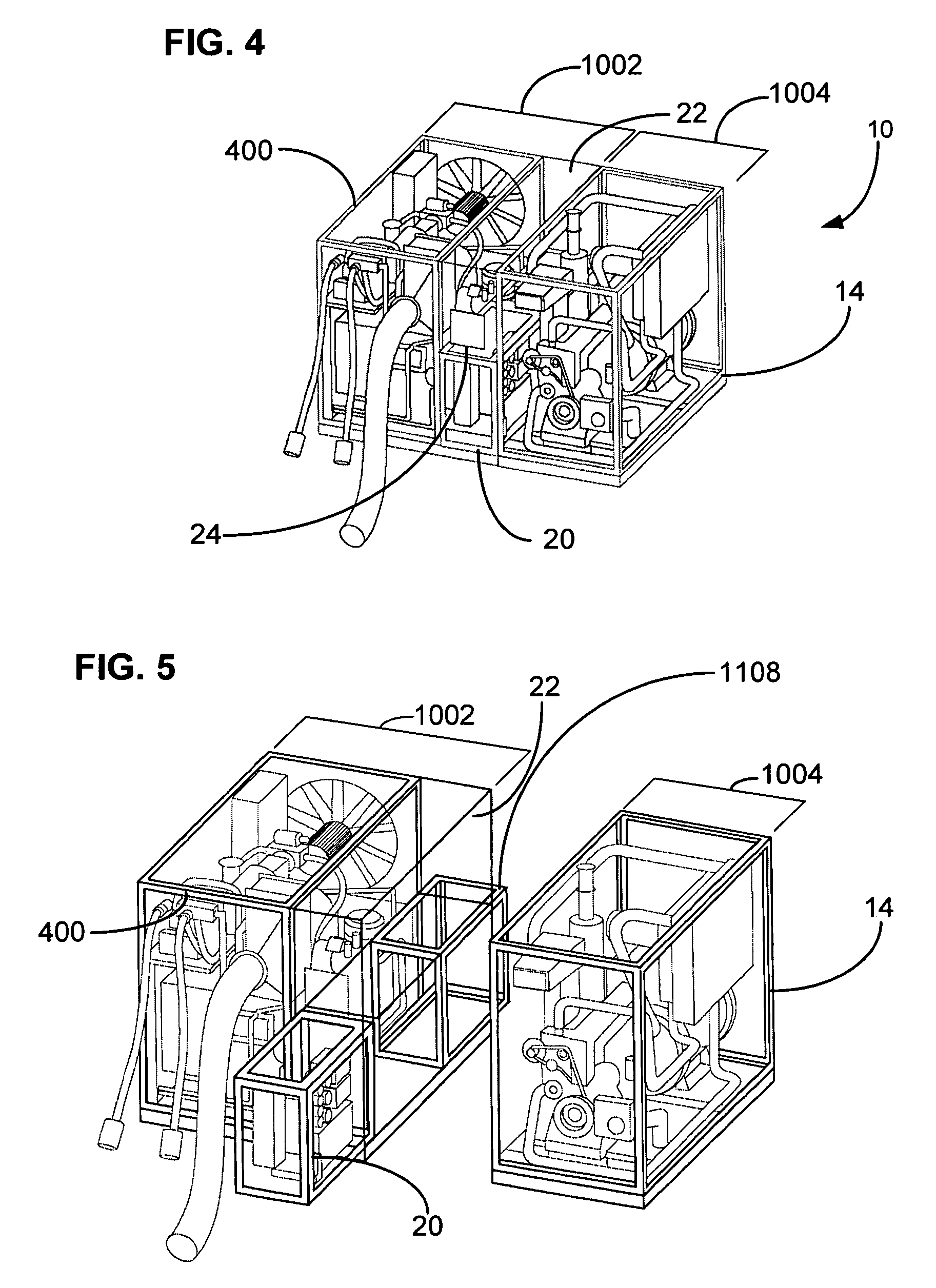 Airplane ground support equipment cart having extractable modules and a generator module that is seperable from power conversion and air conditioning modules