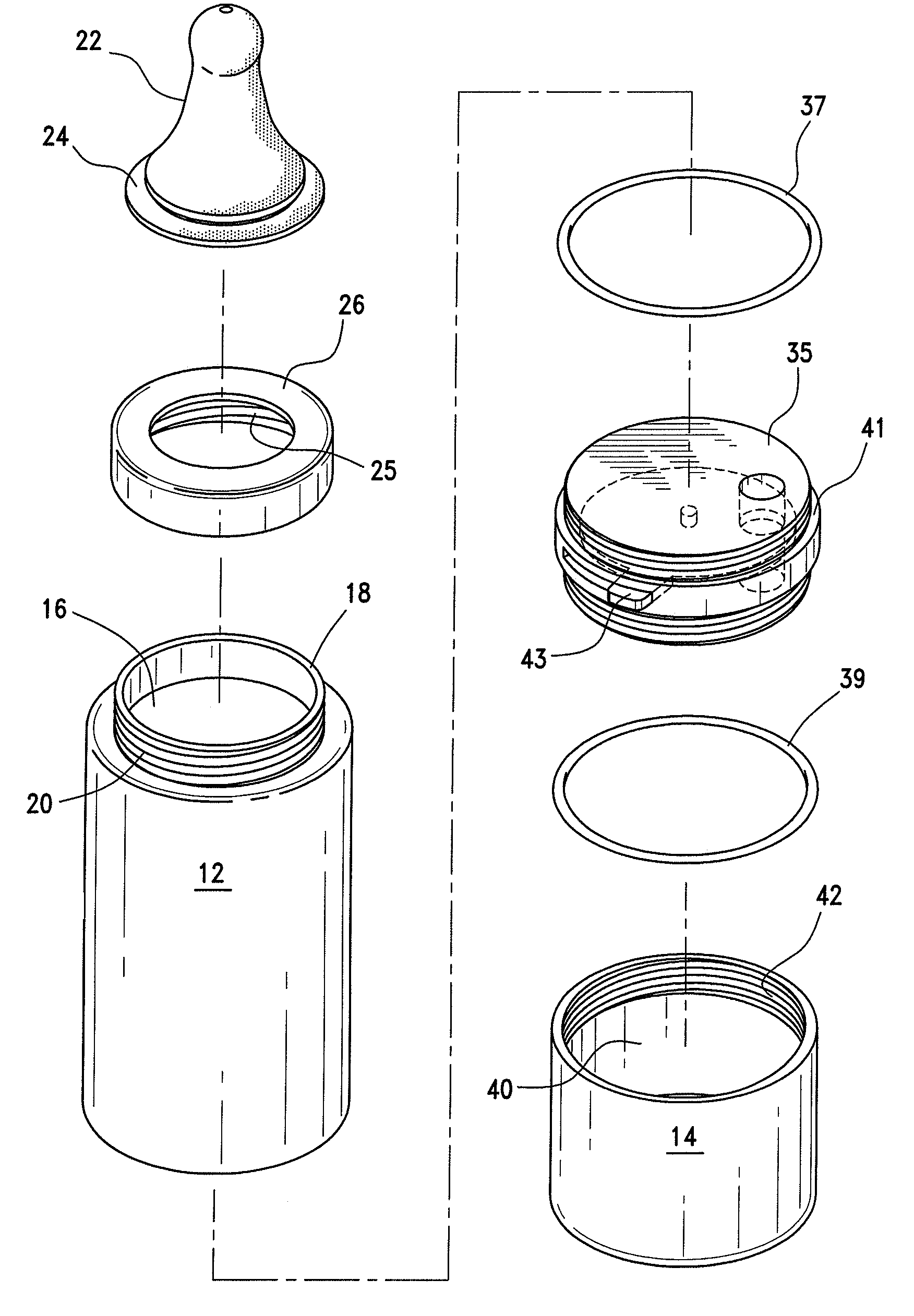 Dual chamber nursery bottle