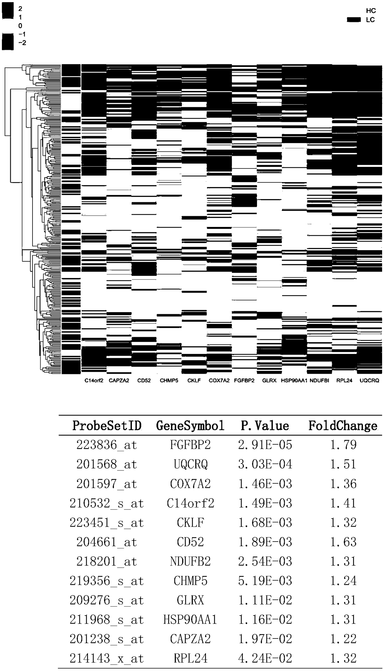 Gene marker for identifying benign and malignant cases of lung micro nodules and application of gene marker