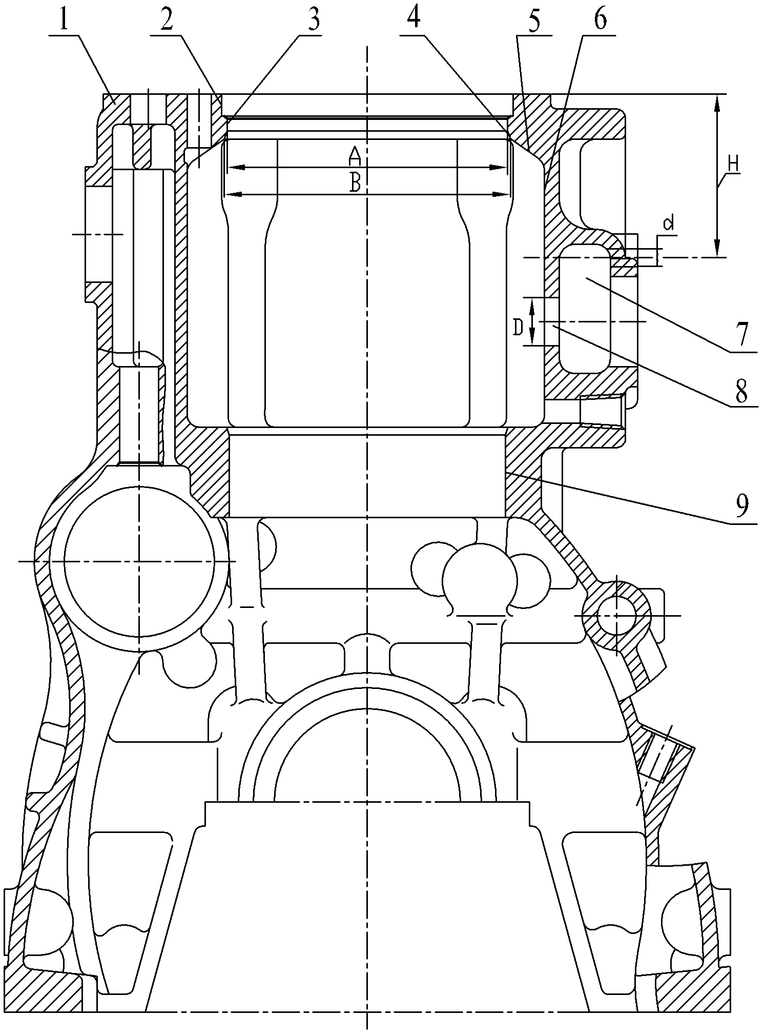 Cooling water jacket structure of diesel engine cylinder body