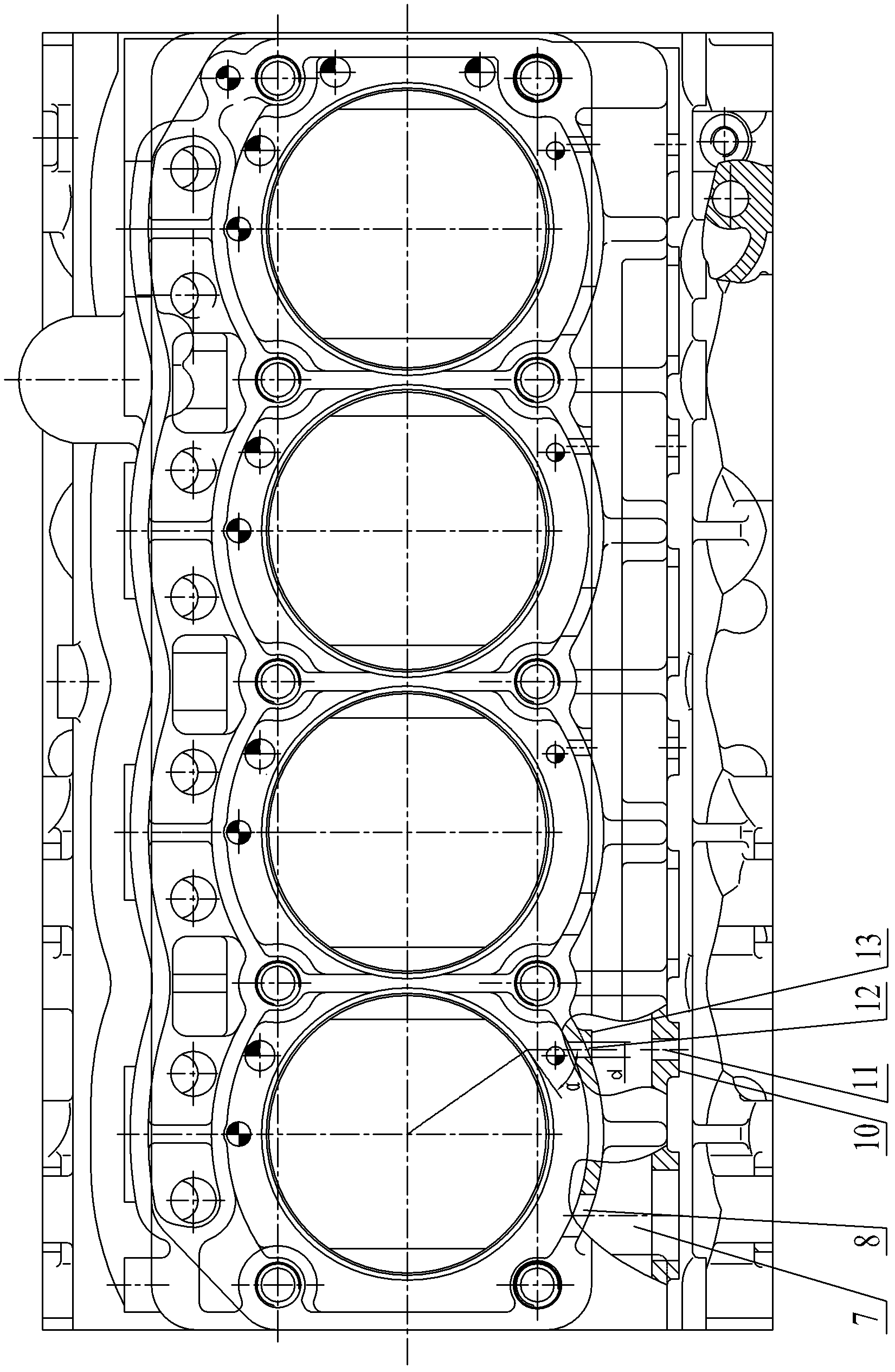 Cooling water jacket structure of diesel engine cylinder body