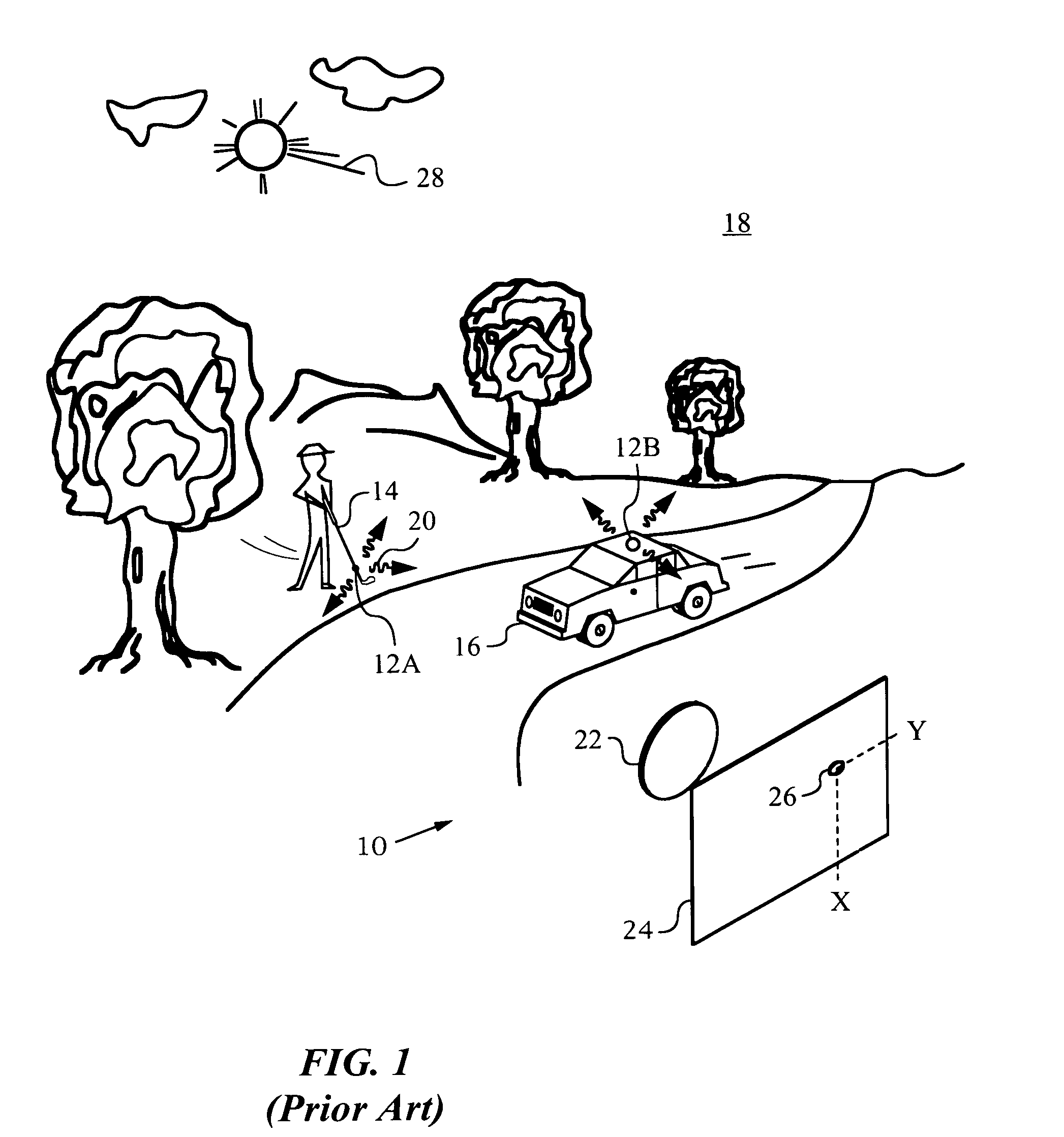 Optical navigation apparatus using fixed beacons and a centroid sensing device