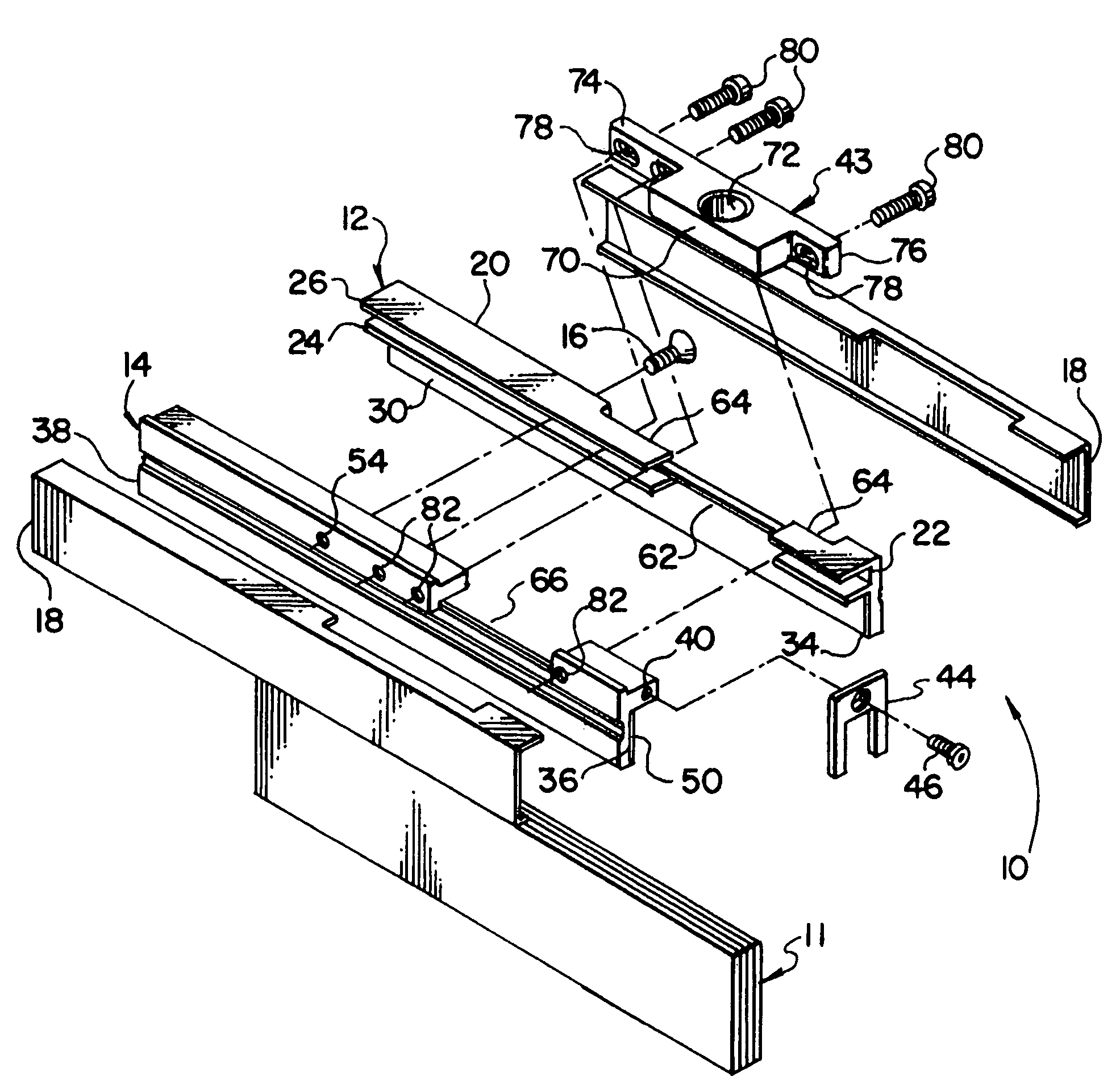 Glass door or partition support rail