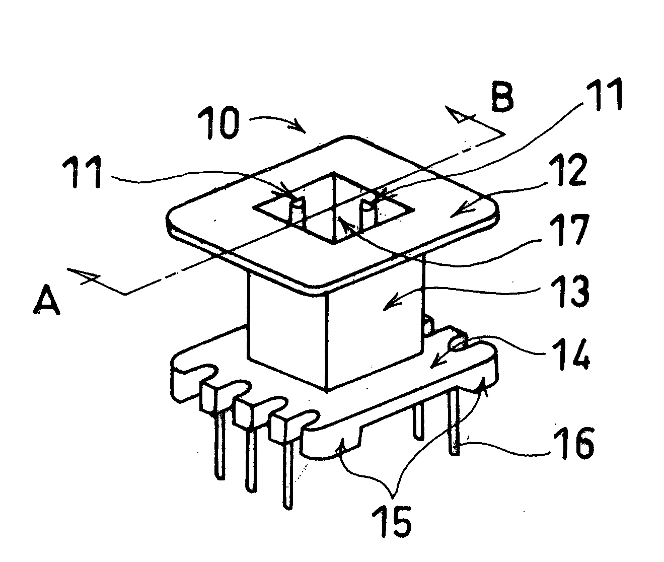 Coil bobbin with core spacing mechanisms