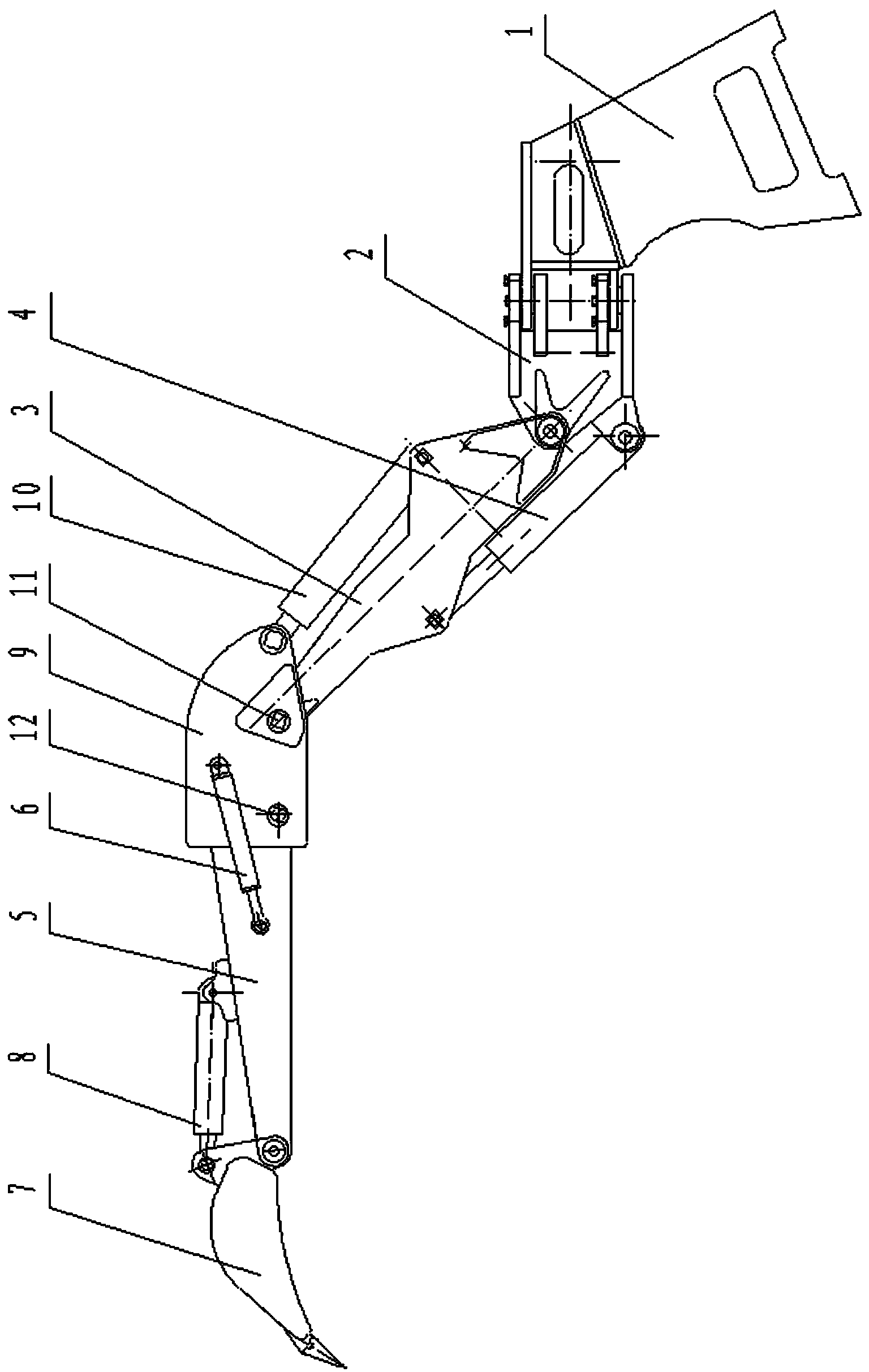 Digging device of mine digging type loader